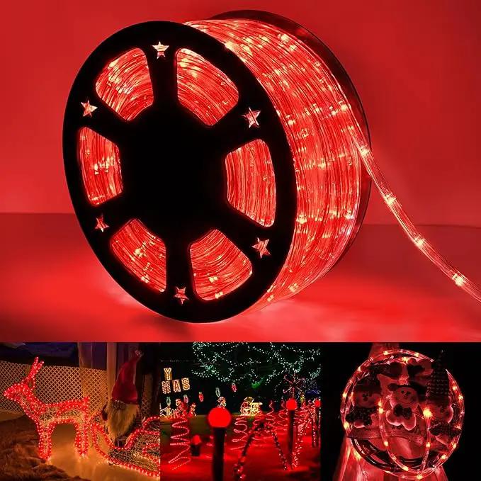 100ft LED Rope Lights Outdoor, 720 LED Connectable and Flexible Tube Lights with 8 Modes, Waterproof LED Rope Lighting for Garden, Patio, Pool, Bedroom, Party, Indoor Outdoor Christmas Decor (Red) by GreenHaven Gardens