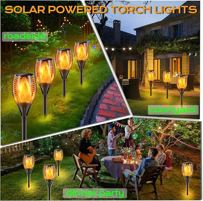 Upgraded Larger Solar Torch Lights, 43" Flickering Flame Solar Lights, Waterproof Outdoor Solar Landscape Decoration Lighting 96 LED Auto On/Off Garden Patio Yard Pathway,Black 2 Pack (2) by GreenHaven Gardens