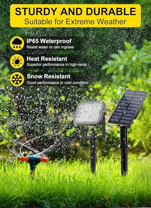 Solar Spot Lights Outdoor 2Pack 6000K Cool White Solar Landscape Spotlights IP65 Waterproof Auto On/Off Ground or Wall Mount for Garden Yard Walkway Porch Driveway Pool by GreenHaven Gardens