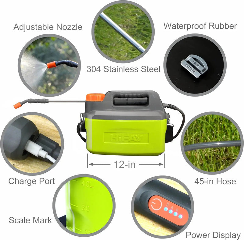 ES4-PRO Electric Sprayer 1 Gallon Built-in 4000mAh,Rechargeable Battery Powered Sprayer with Telescopic Wand,Plant Mister,Kitchen Cleaning,Indoor Watering Can for Plants (Green) by GreenHaven Gardens