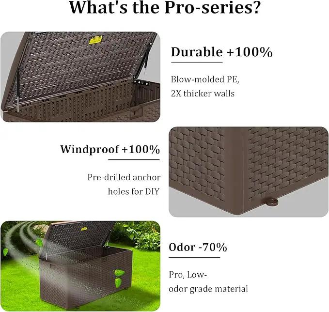 180 Gallon Pro Outdoor Storage Box Waterproof Lockable Resin Deck Box Large, Patio Storage Bin for Pool Accessories Cushion Furniture, Garden Tools, UV-Resistant Outside Delivery Brown by GreenHaven Gardens