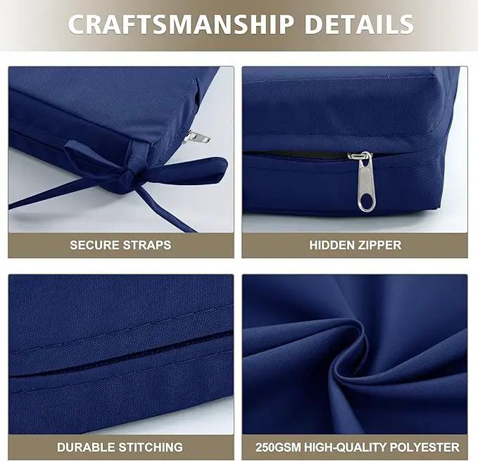 Outdoor Chair Cushions, Waterproof Outdoor Cushions for Patio Furniture w/Fade-Resistant, Removable & Machine-Washable Covers, 19x19 Inch, Ideal for Seat in Gardens/Porch – Set of 1/2/4, Navy Blue by GreenHaven Gardens