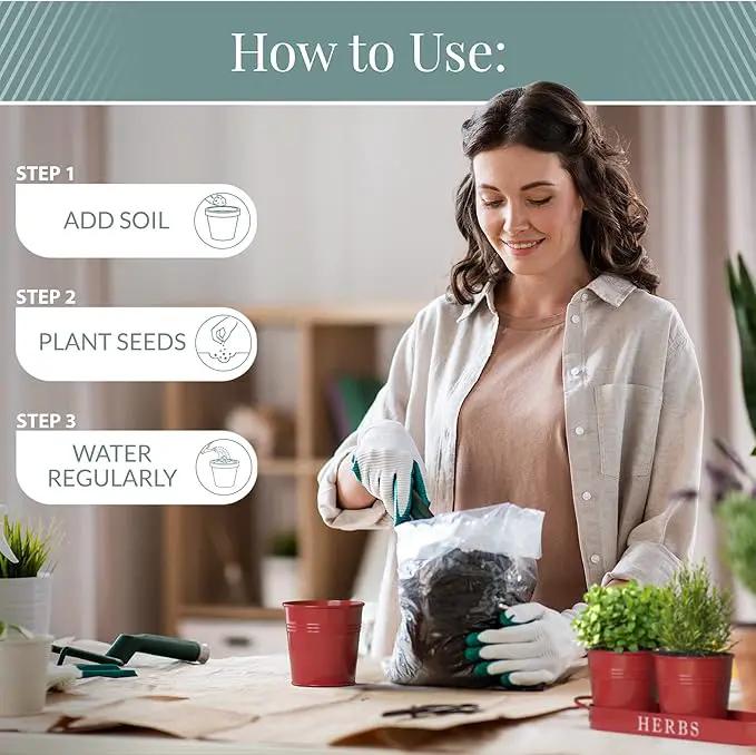 Barnyard Designs Indoor Herb Garden Planter Set with Tray, Metal Windowsill Plant Pots with Drainage for Outdoor or Indoor Plants, Set/3 (Brick Red) by GreenHaven Gardens