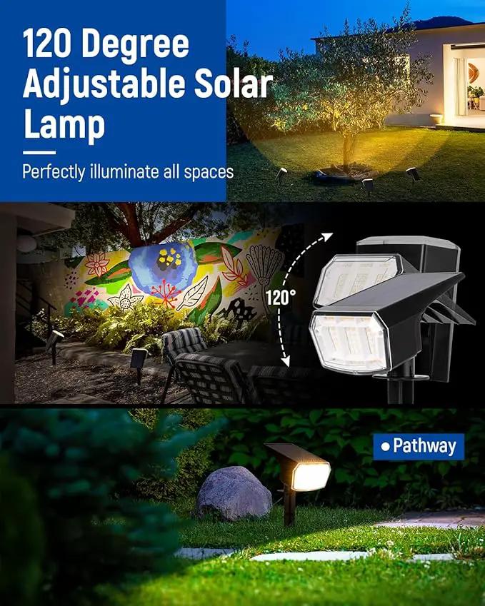 Solar spotlights Outdoor 63 LED 3 Lighting Modes, IP65 Waterproof Lighten Yard Garden House Garage Pathway for Christmas Decorations-4 Pack by GreenHaven Gardens