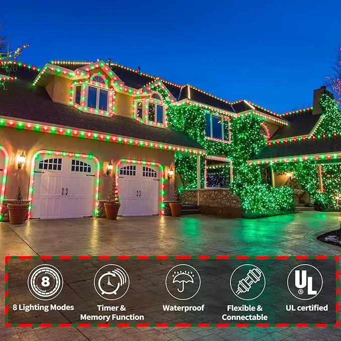 50ft LED Rope Lights Outdoor, 360 LED Connectable and Flexible Tube Lights with 8 Modes, Waterproof LED Rope Lighting for Garden Patio Pool Bedroom PartyIndoor Outdoor Christmas Decor (Red & Green) by GreenHaven Gardens
