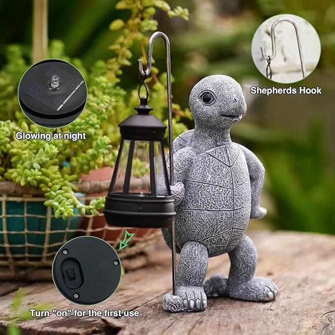 Garden Turtle Statue with Solar Lantern - Outdoor Garden Decor for Outside Yard Patio Balcony Lawn Decor - Unique Gardening Gifts for Mom Grandma by GreenHaven Gardens