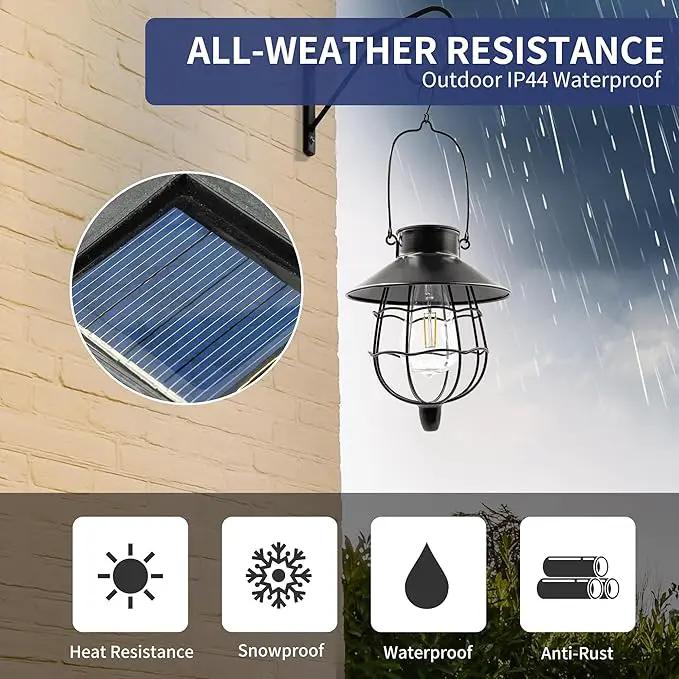 Solar Hanging Lantern Outdoor Waterproof Solar Lanterns Hanging Lights for Outside with Bright Warm White Light for Garden Patio Yard Pathway 2 Pack(Black) by GreenHaven Gardens