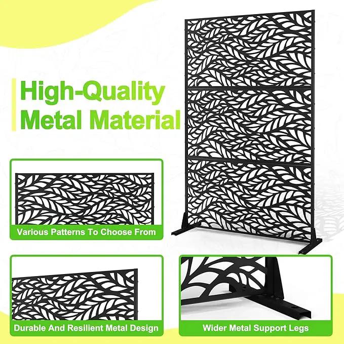 Outdoor Privacy Screen,72" H×47" W Metal Privacy Screen, Freestanding Privacy Fence Panels for Patio by GreenHaven Gardens