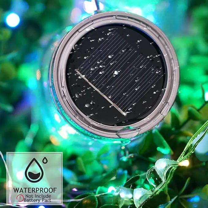 30 LED 10 Packs Solar Mason Jar Lights [Updated] Fairy Firefly Jar Lids String Lights with Hangers Waterproof Patio Yard Garden Wedding Party Decoration - Colorful (NO Jars) by GreenHaven Gardens