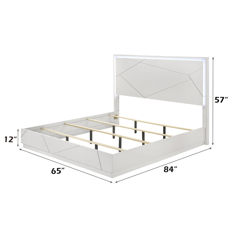 Esther - Queen Bed With LED - Silver / White by HouseOfZazla
