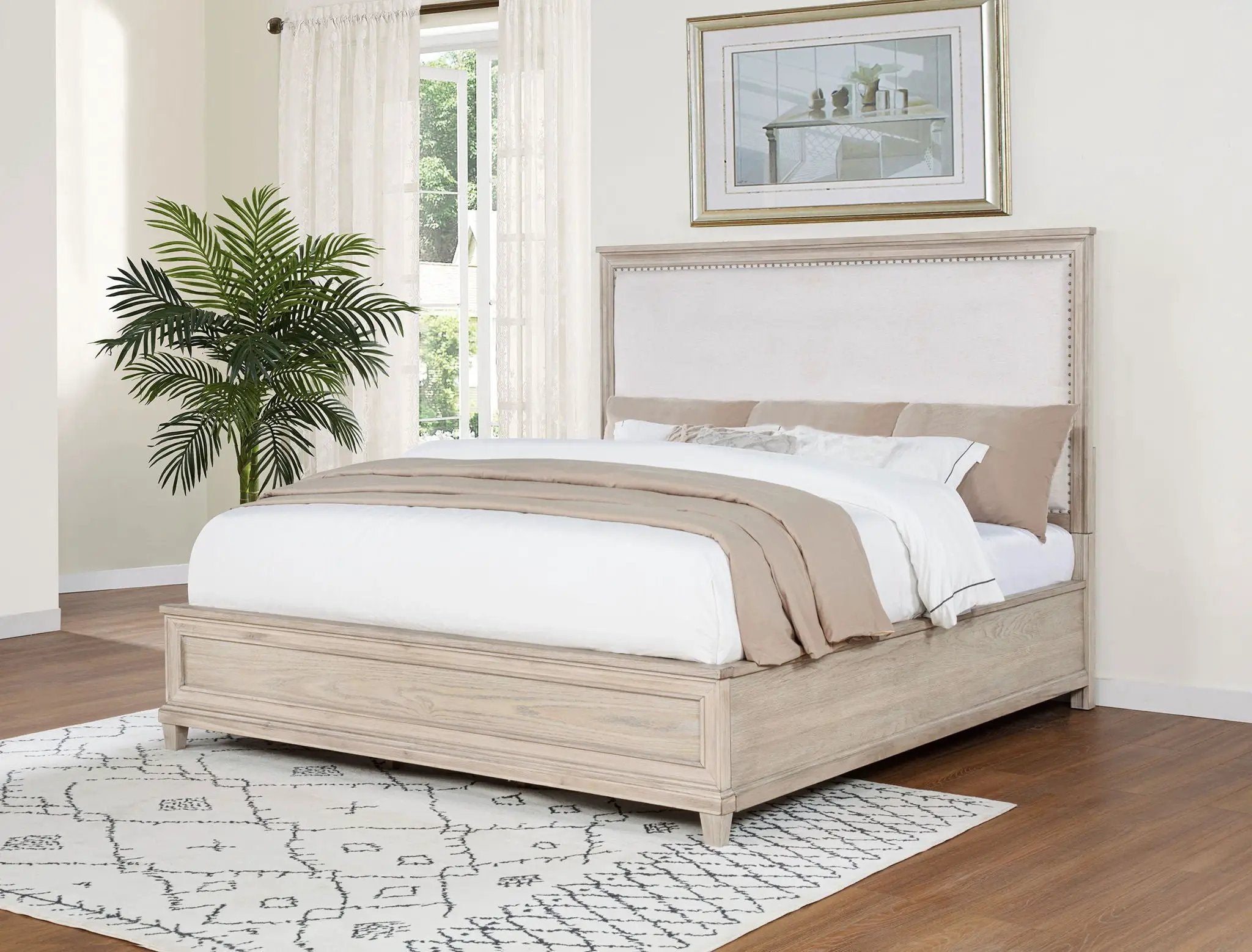 Pembroke 66-inch California King Panel Bed Washed Oak by Unique Piece Furniture