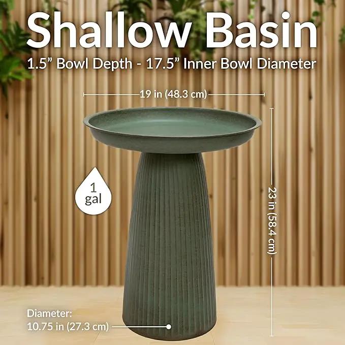 Sunnydaze Gleeful Garden Metal Bird Bath for Outdoors - Large Decorative Iron Birdbath - 23-Inch - Matte Green by GreenHaven Gardens