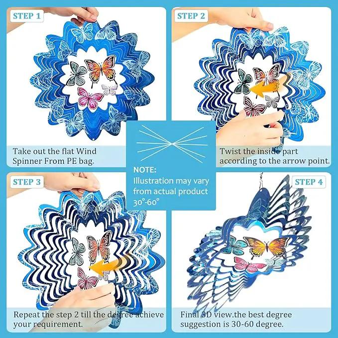 Butterfly Wind Spinners,12In Stainless Steel 3D Wind Spinner for Yard and Garden,Butterfly Gifts for Women Mom Grandma Wife Father,Outdoor & Indoor Hanging Kinetic Yard Art Decorations by GreenHaven Gardens
