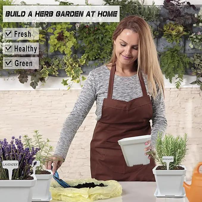 10 Herb Seeds Garden Starter Grow Kit with White Pots, Markers, Nutritional Soil, Watering, Herb Clipper, Complete Indoor Potted Plant Growing Set for Kitchen DIY by GreenHaven Gardens