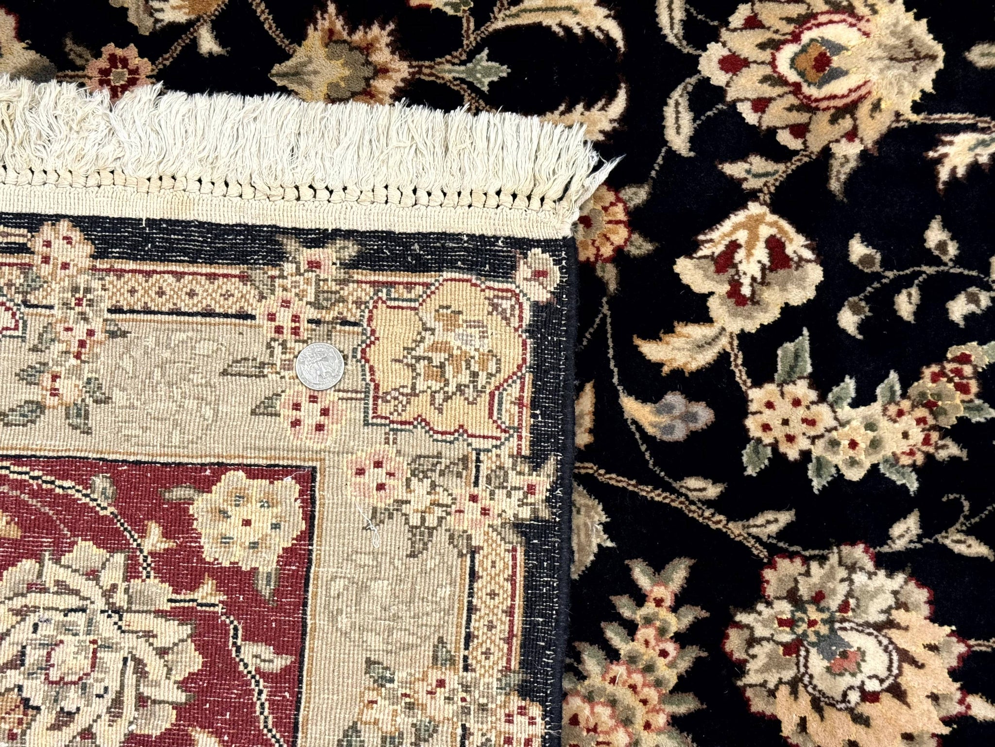 Sino Persian Rug 8x10, Black and Red, Floral Allover by Jewel Rugs
