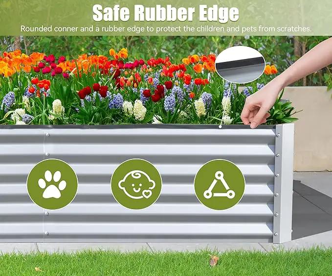 Domi Galvanized Raised Garden Bed, Outdoor Planter Garden Boxes Large Metal Planter Box for Gardening Vegetables Fruits Flowers, Silvery (6x3x1.5ft) by GreenHaven Gardens