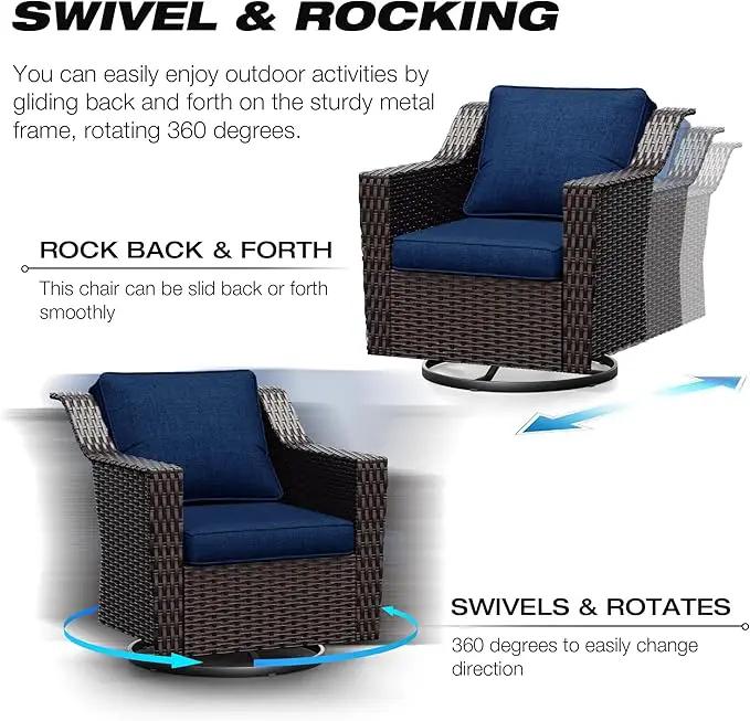 Joyside Outdoor Swivel Chair, Patio Swivel Chairs with Wide Armrest and Thick Cushions, Upgraded Large Size for Backyard, Garden, Poolside by GreenHaven Gardens