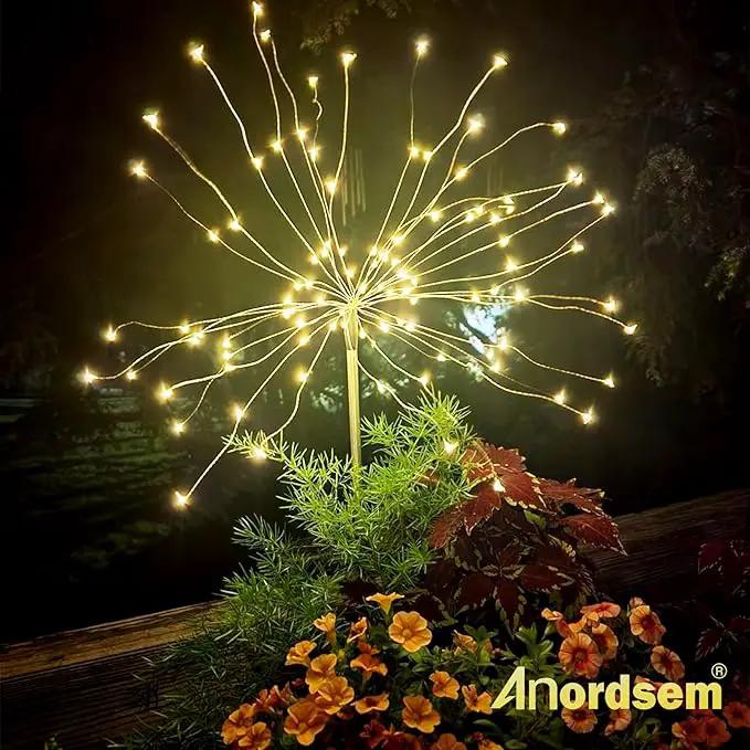 Anordsem Solar Lights Outdoor Waterproof: Garden Light Solar Powered for Yard Outside - Sparkler Fireworks Twinkle Lighting Path Decor 2 Pack - LED Starburst Gardening Gifts for Women Mom Wife by GreenHaven Gardens