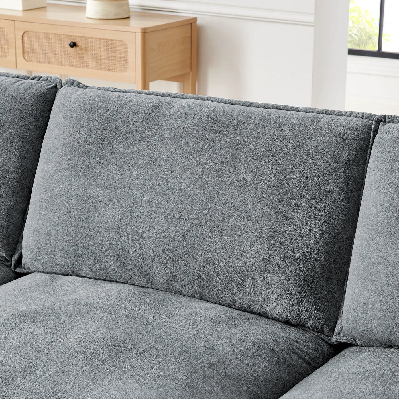 L-Shaped Sectional Sofa With Ottoman, Convertible 4 Seater Couch by Unique Piece Furniture