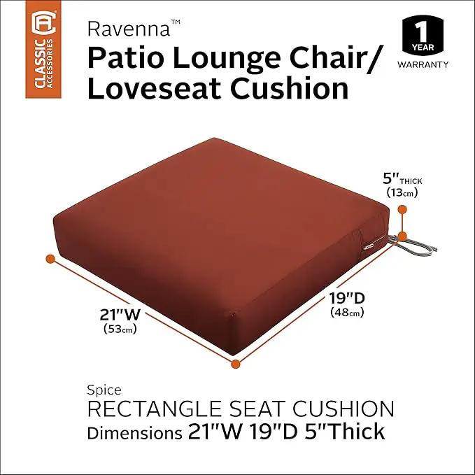 Classic Accessories Ravenna Water-Resistant 21 x 19 x 5 Inch Outdoor Seat Cushion, Durable Patio Furniture Cushion with Straps,Spice, Patio Loveseat Cushion by GreenHaven Gardens