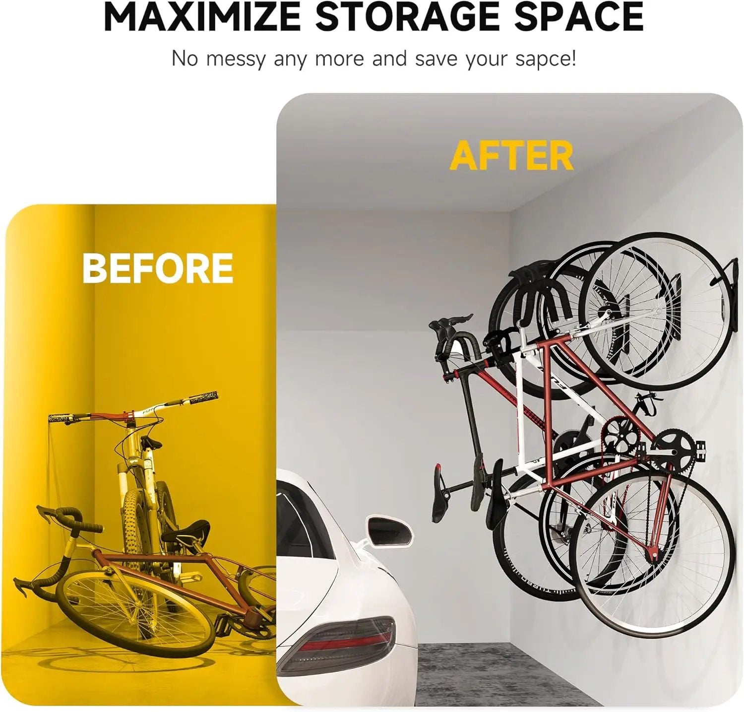 suptek 2 Packs of Vertical Bike Rack Wall Mount - Heavy Duty Garage Bike Hanger for Indoor Storage, Easy to Hang and Detach, Supports Up to 132 lb, BYPA01-2 by GreenHaven Gardens