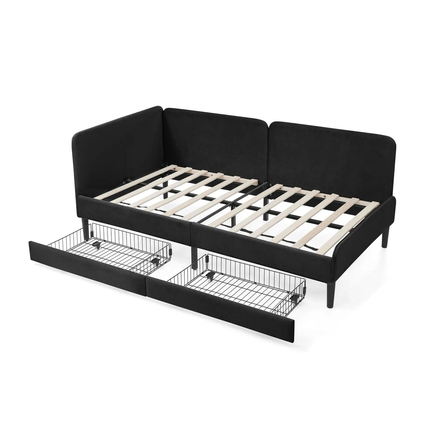 Upholstered Platform Bed Frame With 2 Storage Drawers And Adjustable Sofa Bed by HouseOfZazla