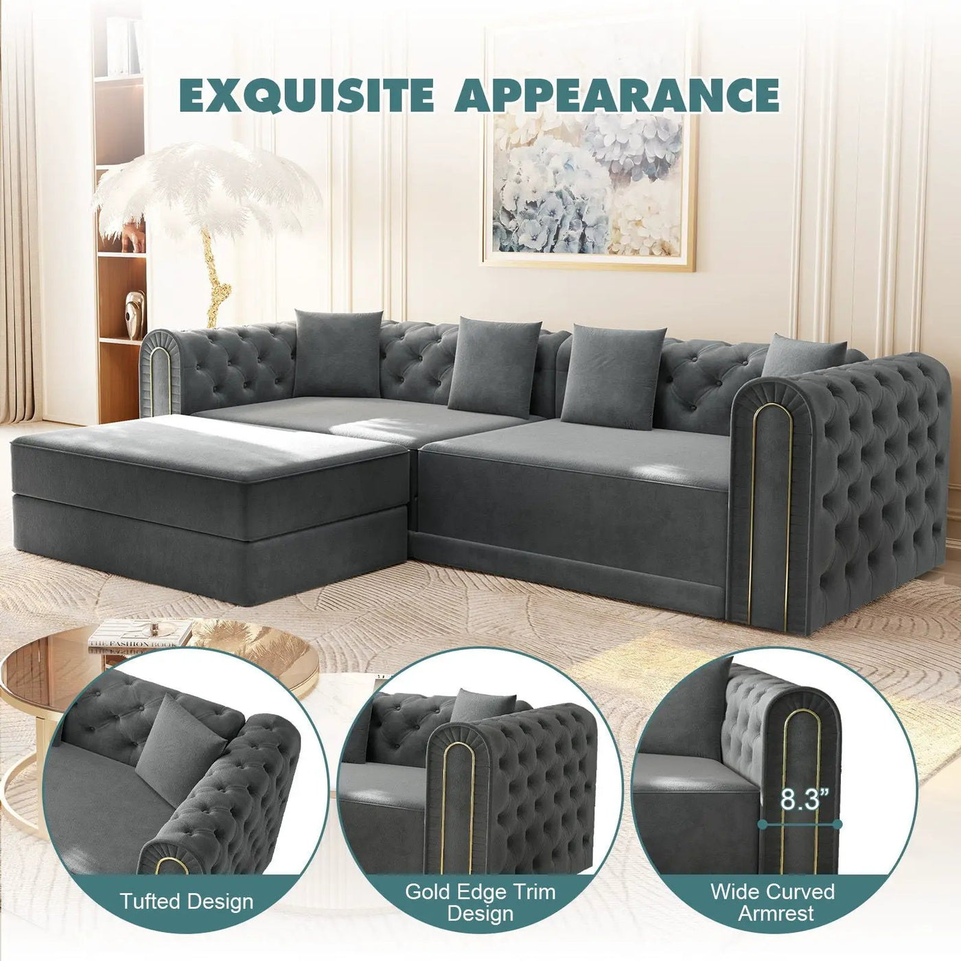 3-In-1 Convertible Sleeper Sofa With Movable Ottoman For Living Room by HouseOfZazla