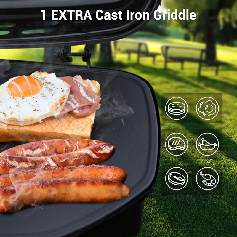 Brand-Man Propane Gas Grill, Portable Standup Grill with Folding Cart & Push-Button Ignition, Ideal for Camping, Tailgating, BBQ, Backyard, Patio & More by GreenHaven Gardens