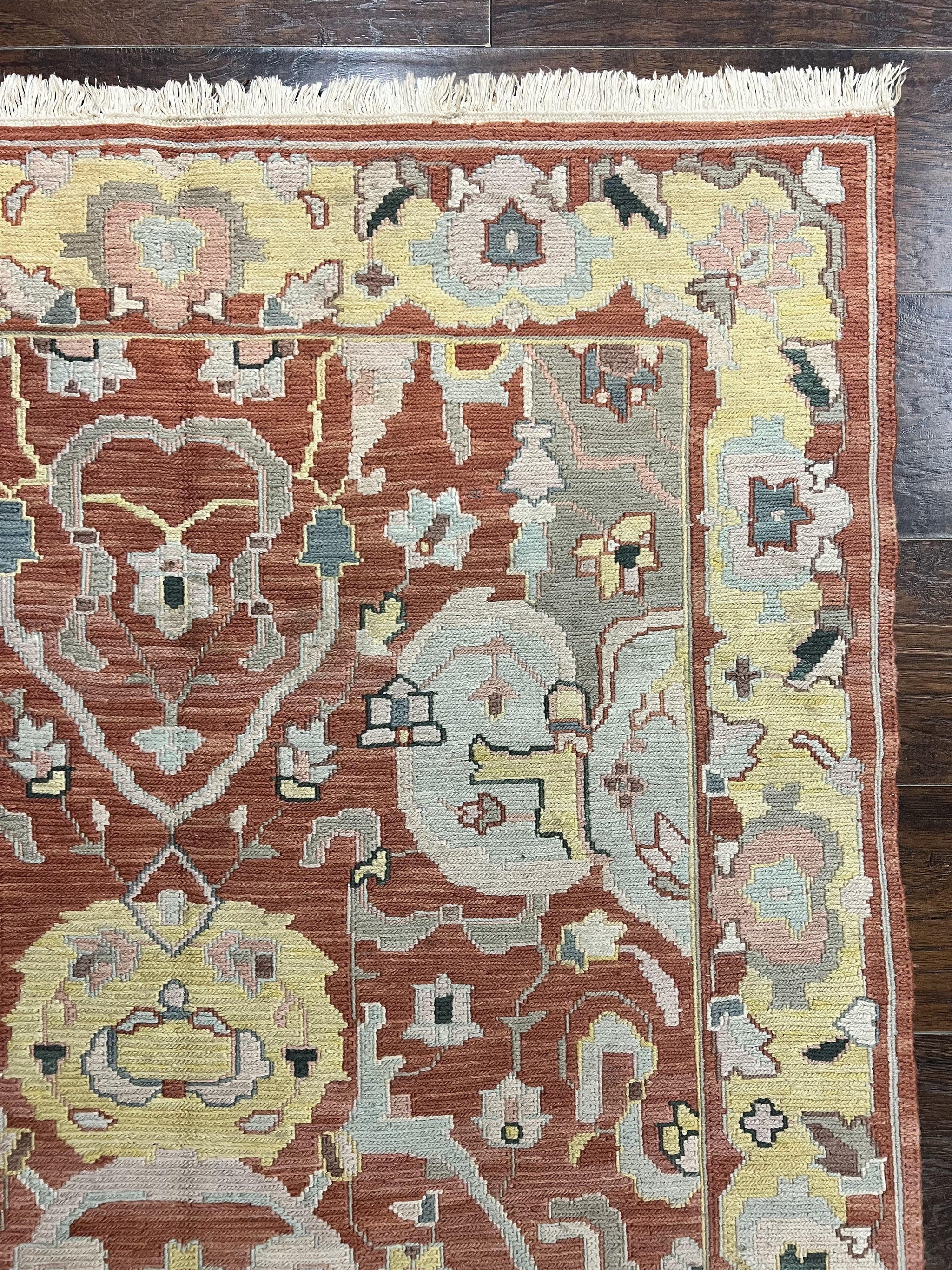 Turkish Flatweave Kilim Rug 4x6, Geometric Wool Handmade Carpet, Vintage by Jewel Rugs