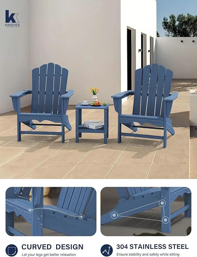KINGYES HDPE Adirondack Chair, Classic All-Weather Adirondack Chairs Set of 4, Outdoor Patio Adirondack Chair for Deck Lawn fire Pit, Navy by GreenHaven Gardens