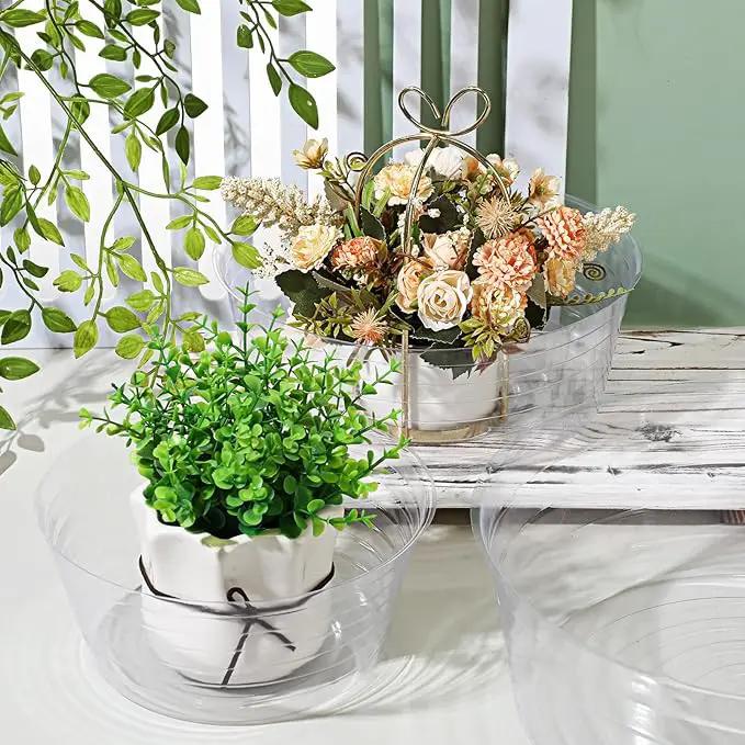 Hoolerry Plastic Plant Saucer Clear Deep Drip Tray Thickened Clear Plant Saucers Trays for Pots Deep Drip Trays for Home Garden Indoor and Outdoor Potted(15 Pcs,8, 10, 12 Inch) by GreenHaven Gardens