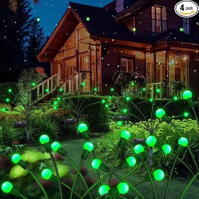 Solar Garden Lights Outdoor, 4 Pack 24LED Waterproof Solar Powered Lights for Yard Pathway Patio, Swaying Lawn Decor as Gardening Gifts for Women Holiday(4 Pack Green) by GreenHaven Gardens