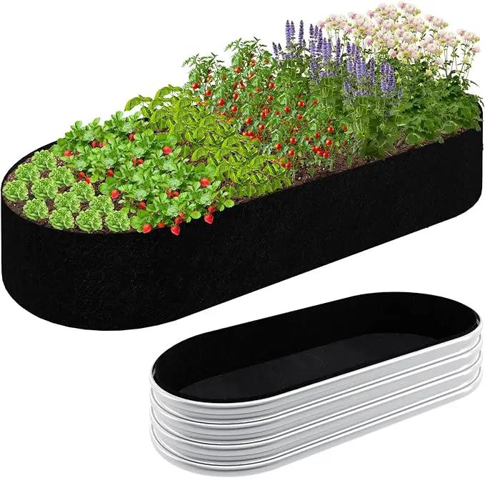 2mm Thick Fabric Garden Grow Bed Bags, 4x2x1 Ft Liners Designed For Outdoor Metal Raised Garden Beds, 60 Gallon Capacity Oval Large Vegetable Growing Boxes by GreenHaven Gardens