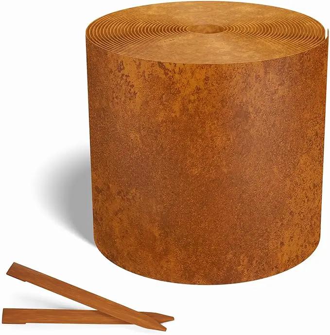 Worth Galvanized Steel Landscape Edging 10" x50' Metal Garden Edging Roll Flexible Bender Border with 16Pcs Stakes for Lawn, Flower Bed Edges, Rust-Like Color by GreenHaven Gardens