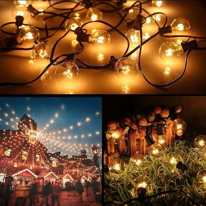 Outdoor String Lights, 100Ft G40 Globe Patio Lights Waterproof with 100 Warm White Bulbs, Connectable Hanging Backyard Light for Outside Garden Balcony Holiday Party Decor-Black by GreenHaven Gardens