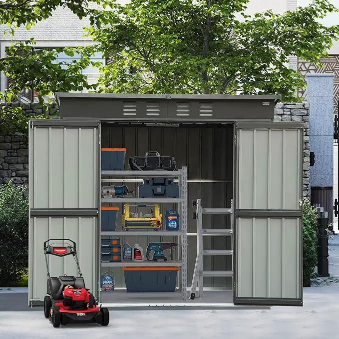 Domi Outdoor 5’ x 3’ Storage Shed, Metal Sheds Tool Storage Slope Roof with Lockable Door & Air Vents, Outdoor Galvanized Steel Sheds for Backyard,Garden,Patio,Lawn by GreenHaven Gardens
