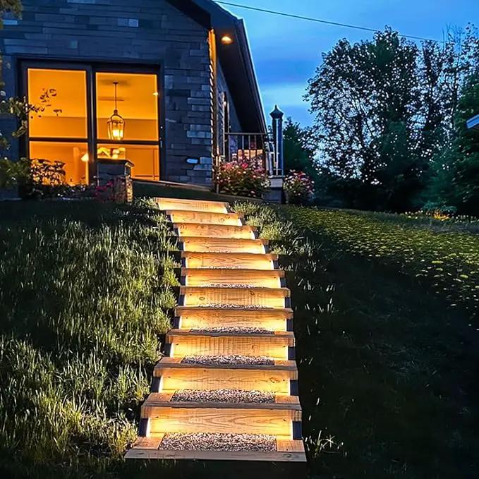Solar Step Lights for Outside,16pack Solar Stair Lights Outdoor Waterproof IP67,Outdoor Deck Step Lights,Solar Outdoor Lights for Staircase,Patio,Front Step(Warm Brown)… by GreenHaven Gardens
