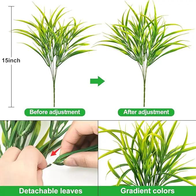 Ouddy Decor 16 Bundles Artificial Plants Outdoor Fake Grass Greenery Stems UV Resistant Faux Plastic Plants Shrubs for Spring Summer Home Garden Pathway Window Box Front Porch Decor, Yellow by GreenHaven Gardens