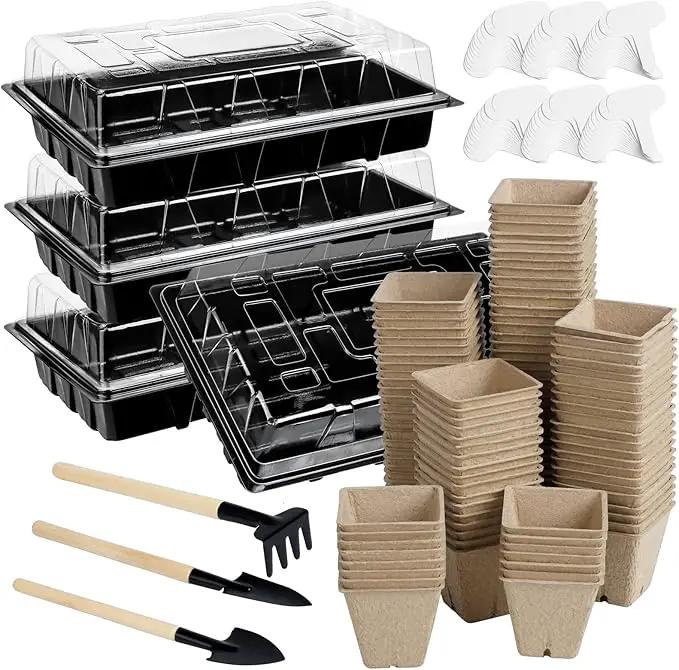 Aodaer 247 Pack Seed Starter Kit Including Peat Pots for Seedlings Seed Starter Tray with Plant Labels, Tool, Plastic Growing Trays Germination Tray Paper Seedling Cups for Indoor Outdoor Garden by GreenHaven Gardens