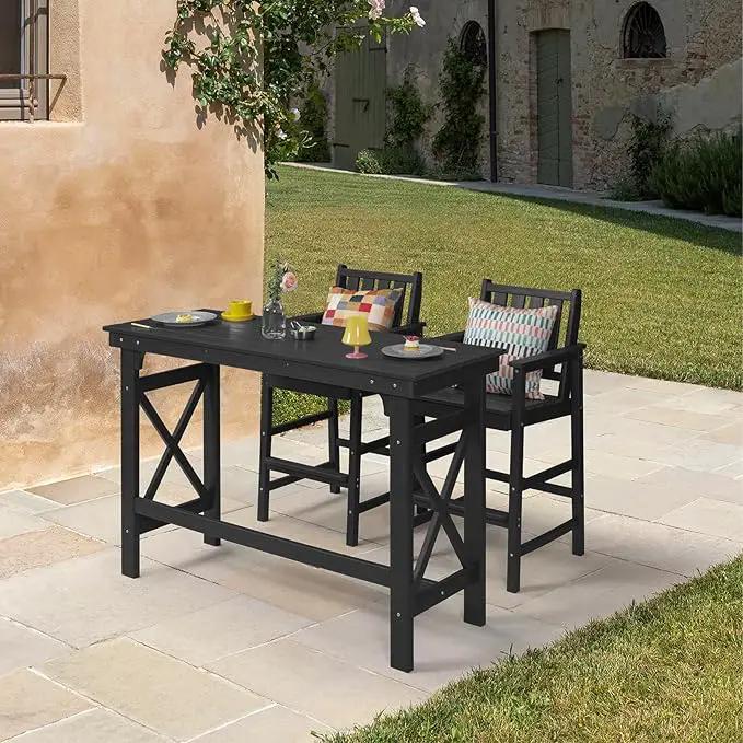 HDPE Patio Bar Table, 41" Rectangle Outdoor Bar Tables Counter Height Table, Adirondack Outdoor Bar Height Table, HDPE Outside Pub Tables for Balcony, Deck, Backyard, Poolside, Obsidian by GreenHaven Gardens