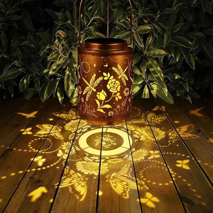 2 Pack Solar Lanterns Garden Decor Birthday Gifts for Women Mon Grandma Metal Hanging Solar Lights Waterproof Outdoor Decoration for Outside LED Lanterns for Yard Patio Lawn(Dragonfly) by GreenHaven Gardens
