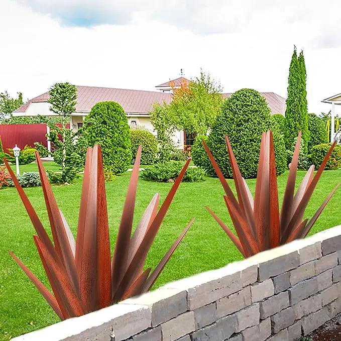 Enlarge Metal Plants Tequila Rustic Sculpture, Outdoor Patio Yard Home Decor Hand Painted Agave Garden Statue, Outdoor Lawn Ornaments Yard Stakes for Mom Gift (1 Big coppery) by GreenHaven Gardens