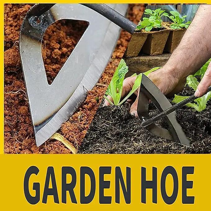 Garden Tools Hollow Hoe, All-Steel Hardened Hollow Hoe, Sharp Garden Edger Weeder, Durable Gardening Hoe Hand Tool Weed Puller Accessories for Backyard Weeding, Soil Loosening, Farm Planting (Long) by GreenHaven Gardens