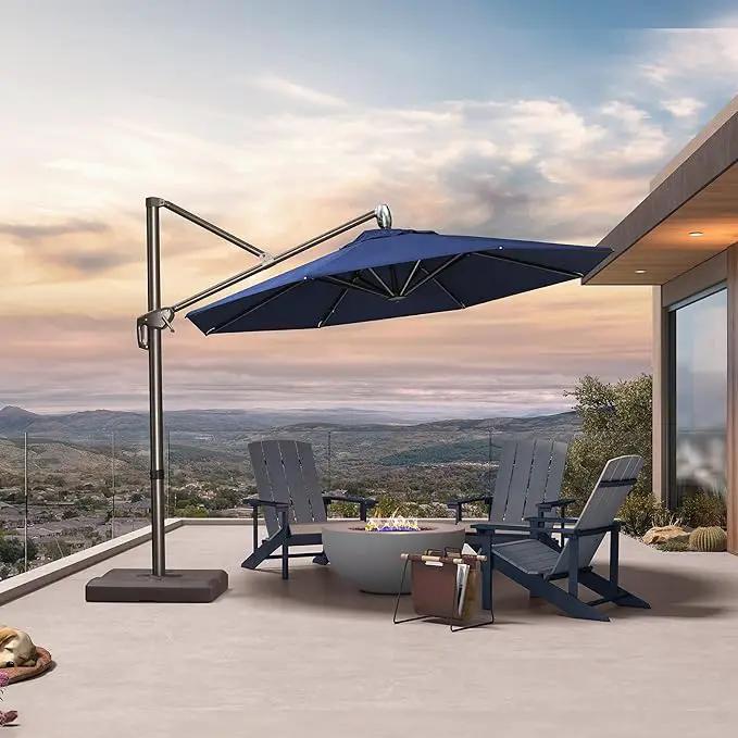 PURPLE LEAF 10FT Cantilever Patio Umbrella with 360-degree Rotation Aluminum Round Outdoor Offset Handing Umbrella for Patio Pool, Spectrum Indigo by GreenHaven Gardens