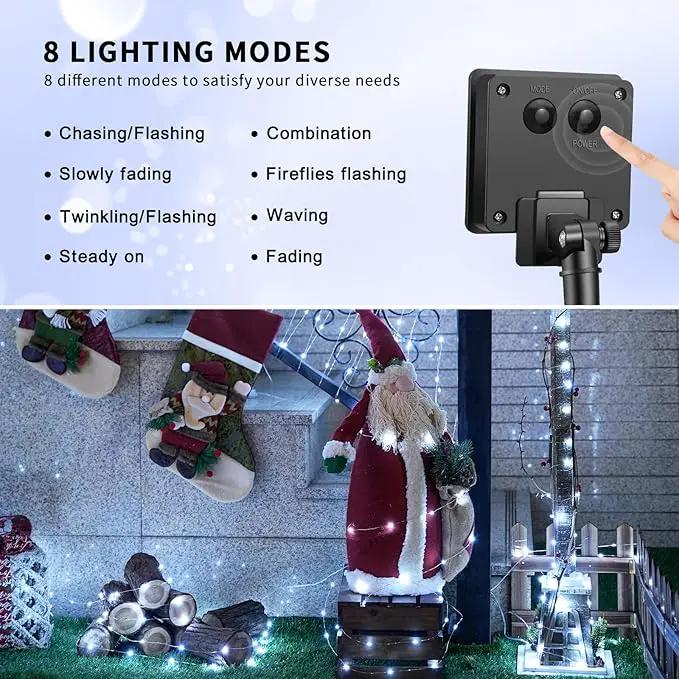 JMEXSUSS Total 400 LED White Solar Christmas Lights Outdoor Waterproof, 2 Pack 66ft Solar String Lights, 8 Modes Solar Fairy Lights for Yard Patio Tree Christmas Decor by GreenHaven Gardens