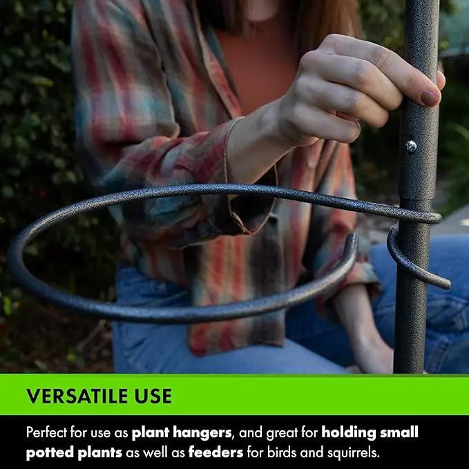 Yard Butler YT-5 Yard Tree Hanging Garden - Three Shepherd Hooks for Outdoor or Indoor Plant Hanging - Two Circular Holders for Plant Pots - Heavy Duty Anti-Tip Base and Steel Center Pole, Black, (IYT5) by GreenHaven Gardens