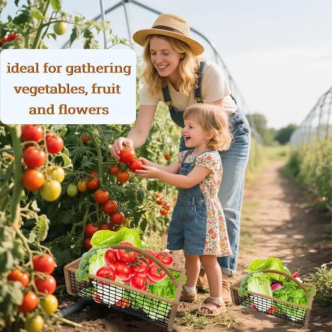 2pcs Garden Hod Harvest Basket, Durable Wooden Gardening, Supply Suitable For Kitchen, Picnic And Outdoor Picking by GreenHaven Gardens