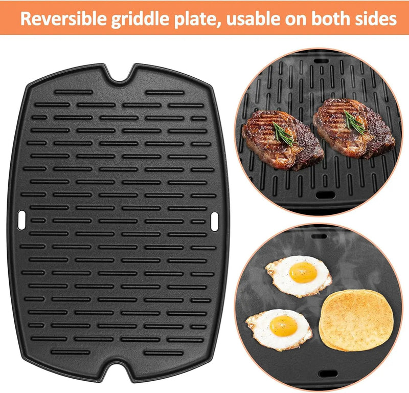 AJinTeby 7583 Cast Iron Griddle for Weber Q2000 Series, for Weber Q200 Q220 Q240 Q2000 Q2200 Q2400 Q2800 Gas Grills Accessories, Replaces for Webber 7645, for Webber Q2200 Grill Parts by GreenHaven Gardens
