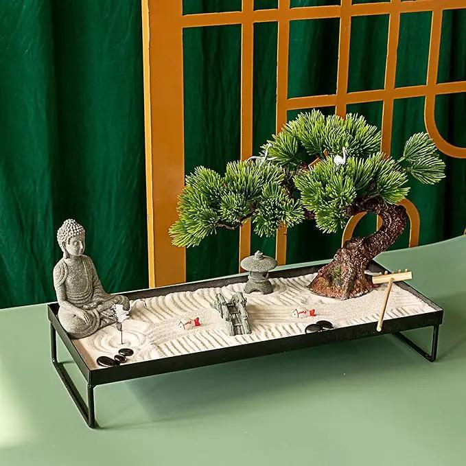 BangBangDa Japanese Meditation-Decoration - Home Office Bonsai Decor for Table Desk - Buddha Rock Sand Tabletop Decor Gifts for Women Man Friends by GreenHaven Gardens