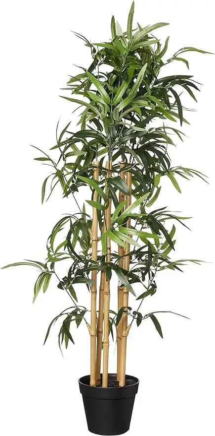 Amazon Basics Artificial Fake Bamboo Plant with Plastic Planter Pot, 39.4", Green by GreenHaven Gardens